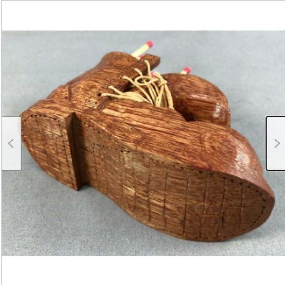 Vtg Hand Carved Wooden Shoe Boot Match Holder Western Canada Cottage Folk Art - Picture 7 of 11